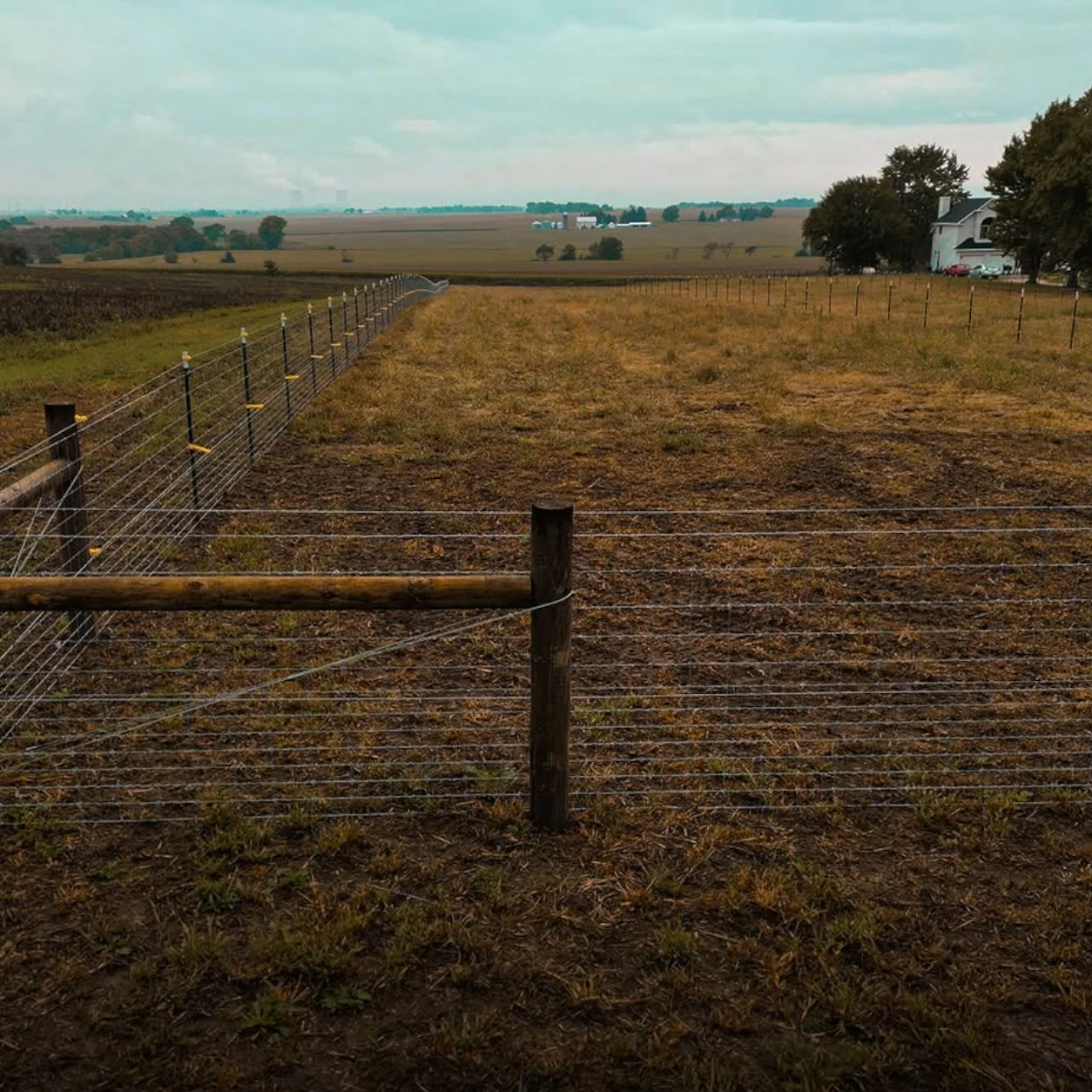 Agricultural property fencing installed around farm fields