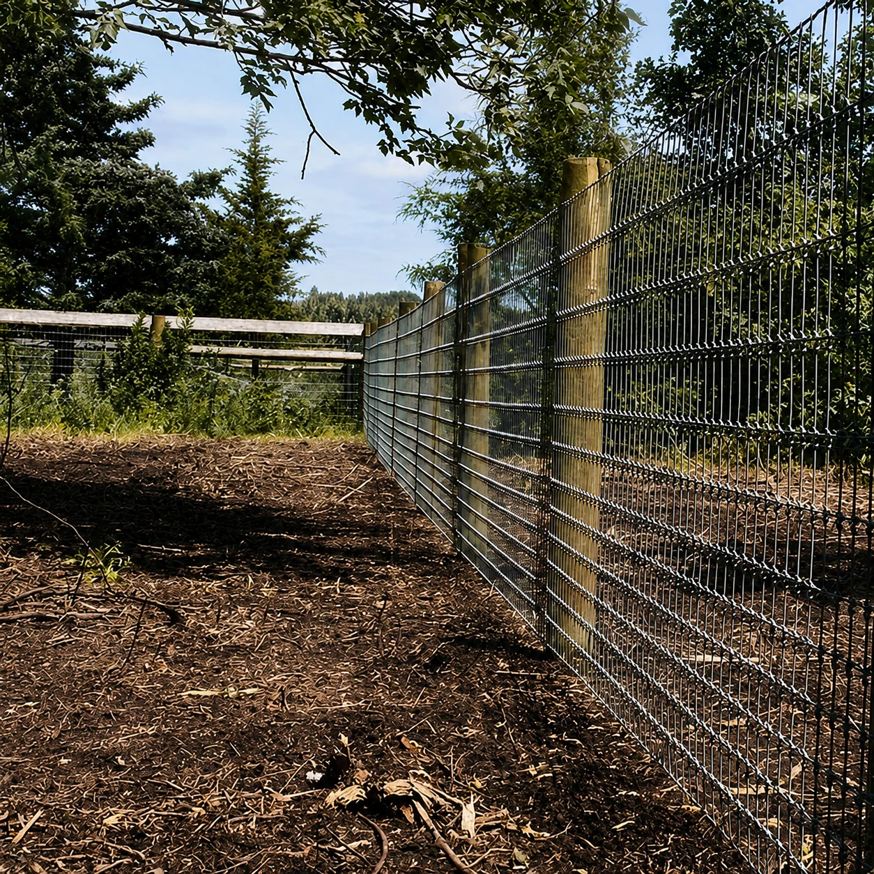 Deer exclusion fence installed around a protected growing area