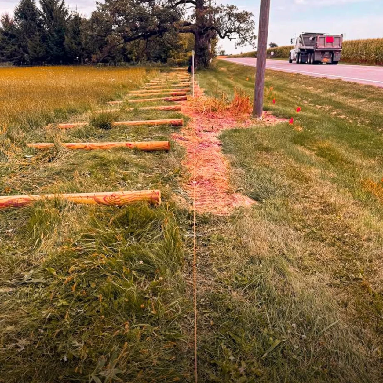 Perimeter fence installation along agricultural land